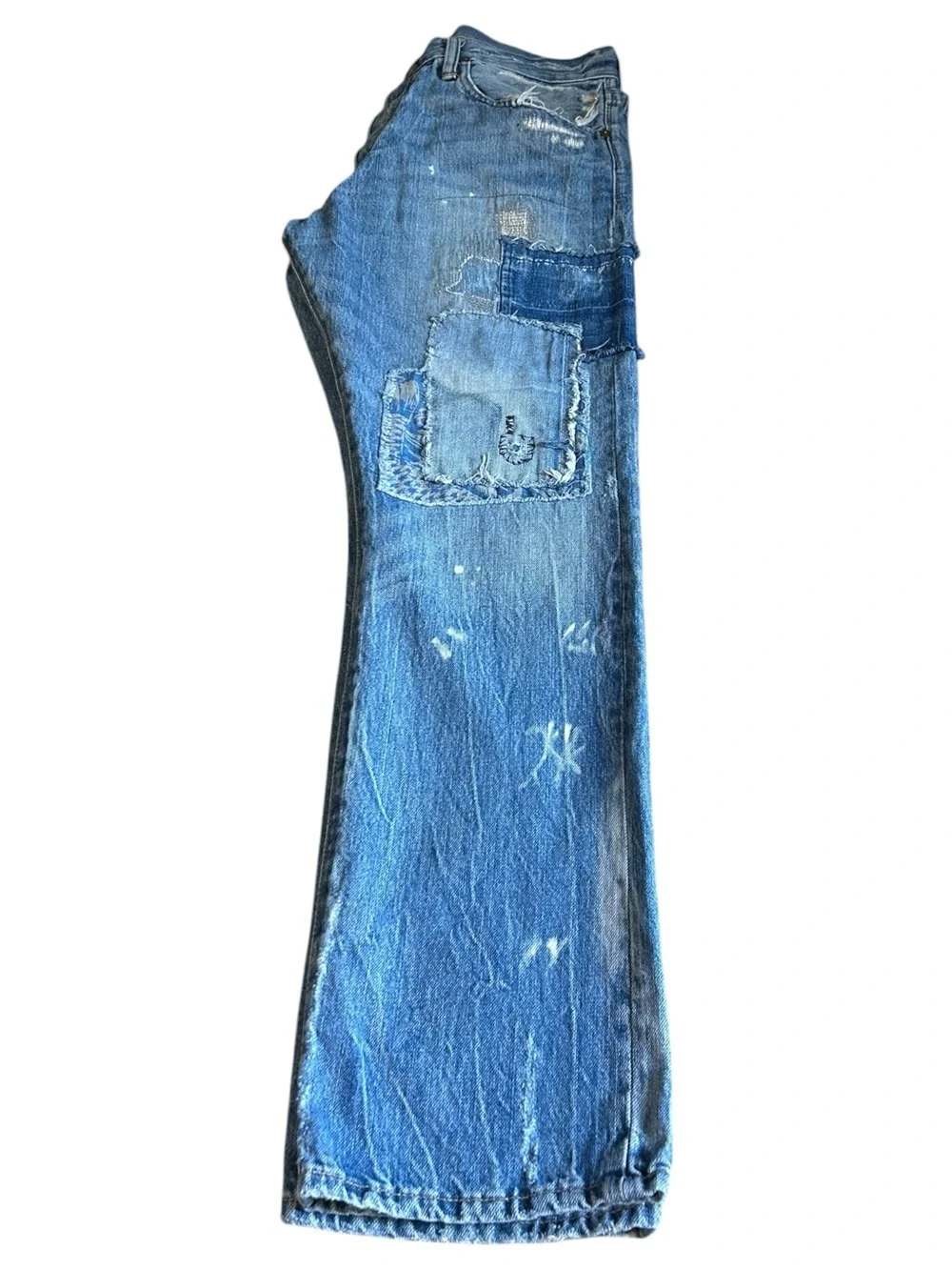 Polo Ralph Lauren Varick Slim Distressed Patchwork Jeans 32x30
